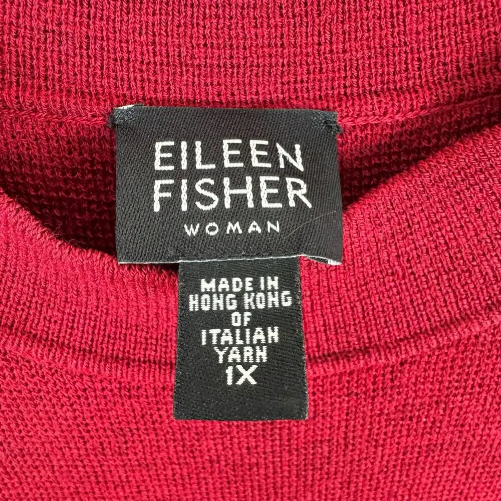 Eileen Fisher Woman Red 100% Wool Crew Neck Sleeveless Tight Knit Sweater Sz 1X - Picture 3 of 4